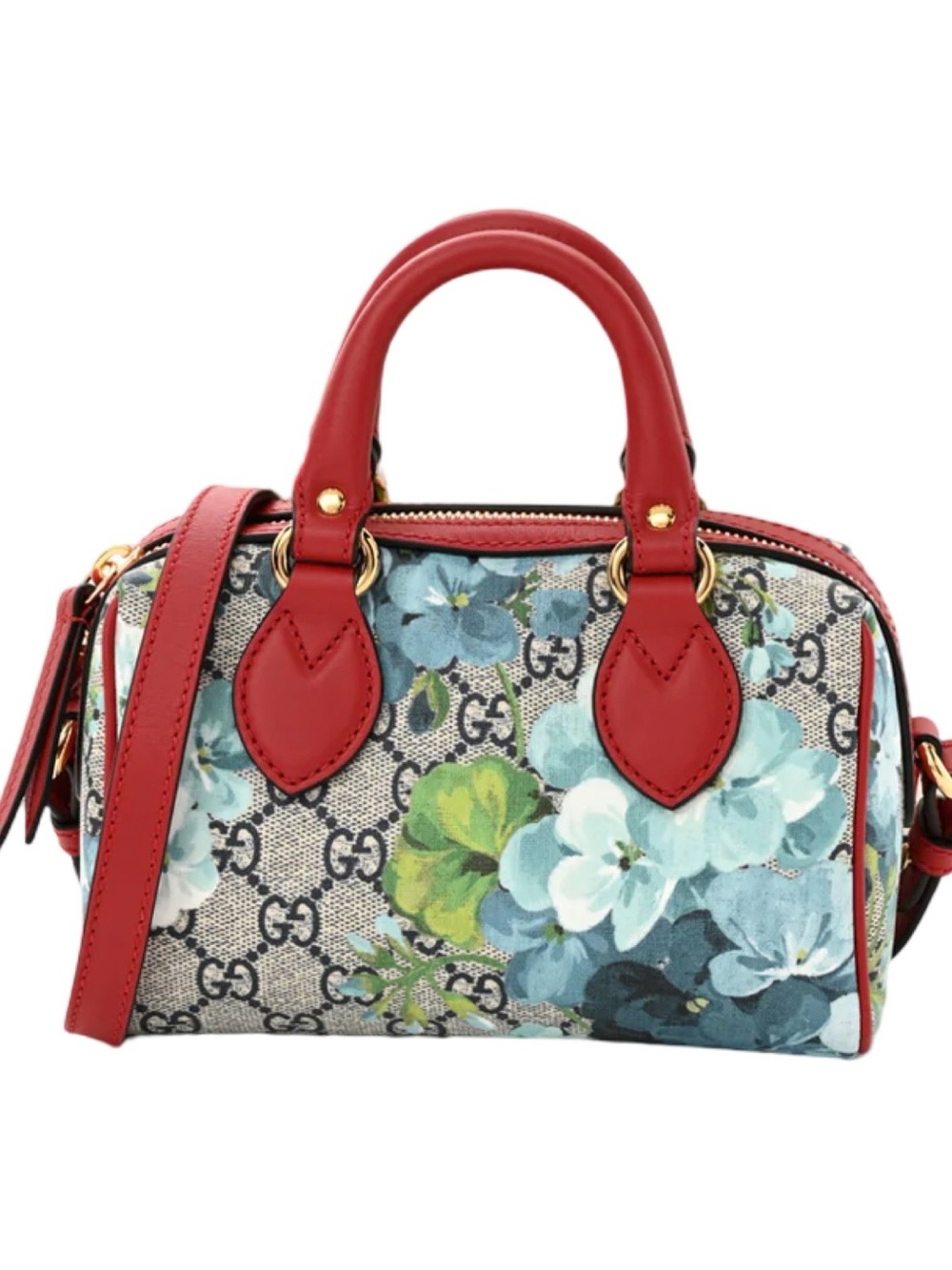 Gucci GG Supreme Monogram Blooms Mini
Boston Navy Blue Hibiscus AUTHENTIC